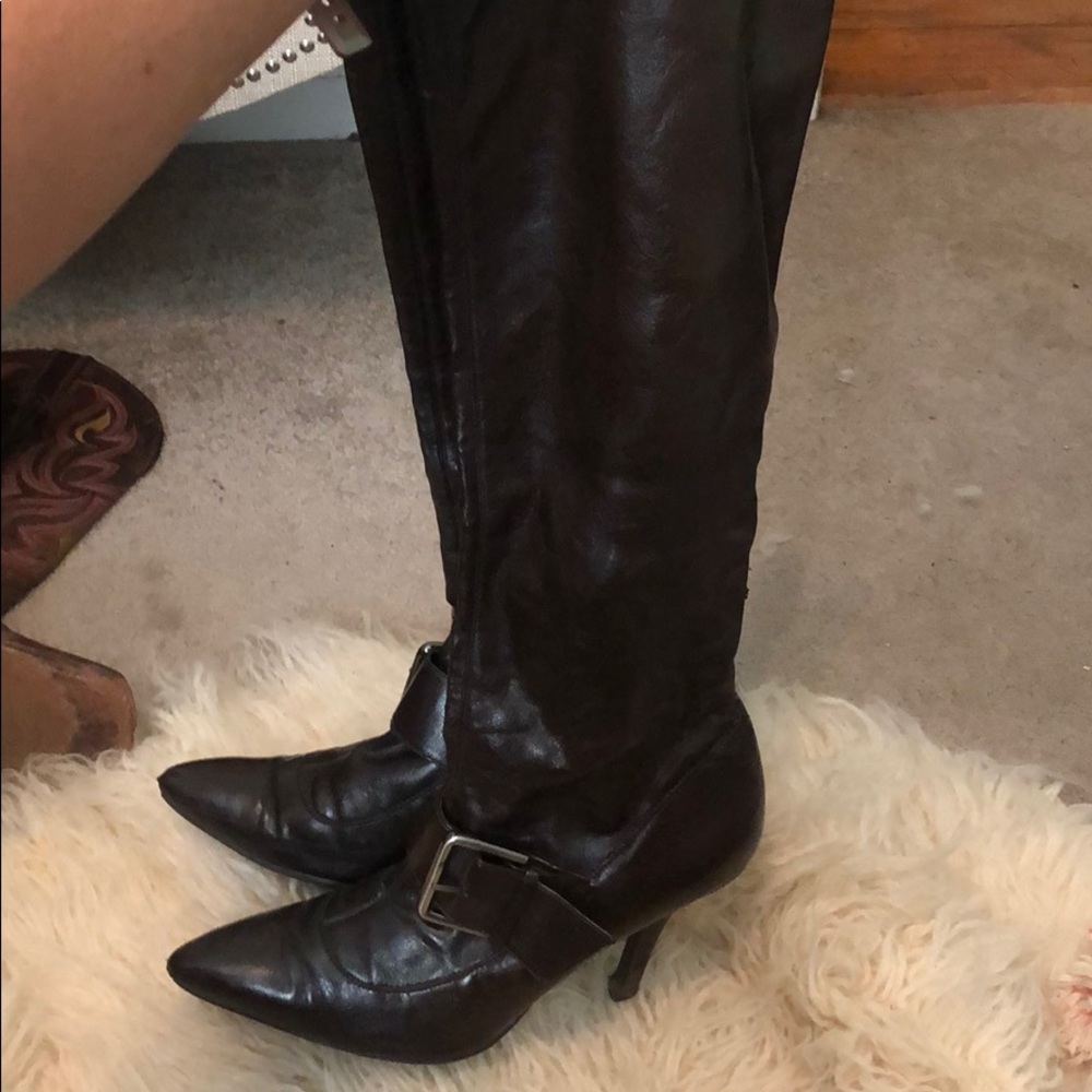 Jessica Simpson 2 inch heel buckle boots